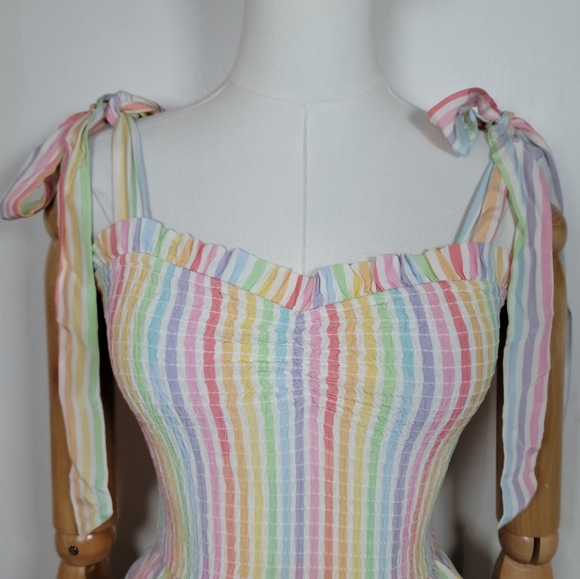 Yumi Kim Anthropologie Moon River Rainbow Tie Smocked Tank Top Size XXS - Picture 4 of 10